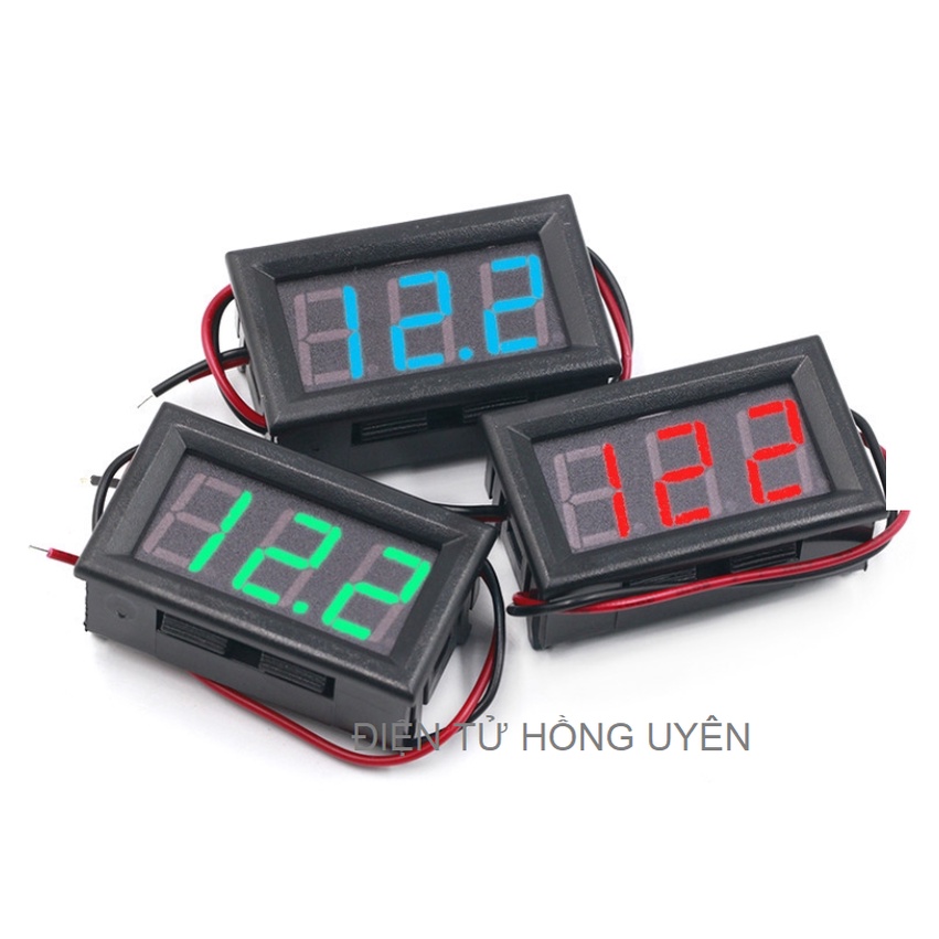 - Đồng hồ đo điện 22x35mm. Đồng hồ LED báo điện áp từ 0V - 30V dùng báo vôn, đo điện bình acquy
