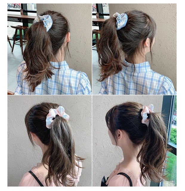 Cột tóc vải scrunchies caro xinh xắn Tatitava