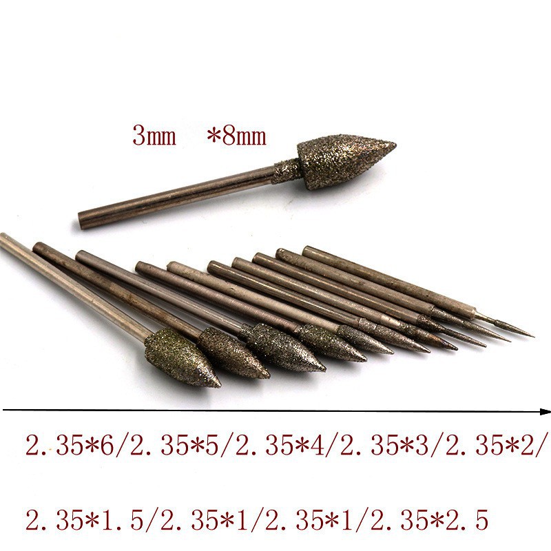 HÀNG ĐIỆN TỬ GIÁ RẺ Bộ 10 Mũi mài khắc đầu kim cương hình nón tròn