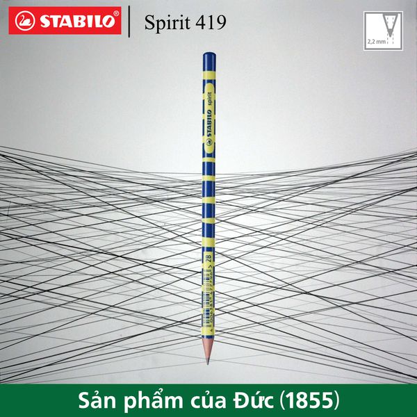 Bút chì chuốt thân gỗ STABILO spirit 419 – 2B – Thân tròn sọc xanh lá/ xanh dương