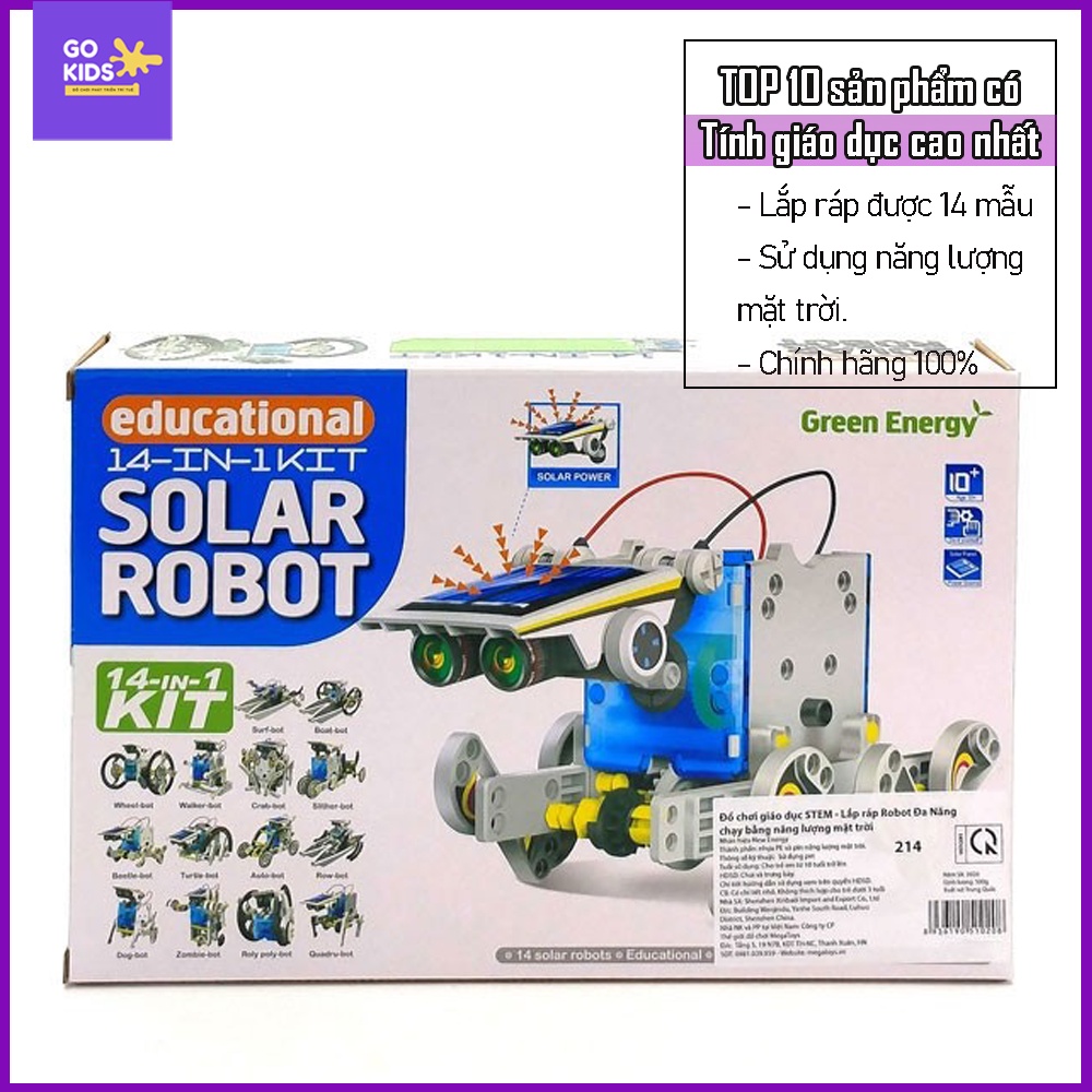 Đồ Chơi Giáo Dục STEM - Lắp Ráp Robot Đa Năng Chạy Bằng Năng Lượng Mặt Trời 214_Nhập khẩu chính hãng