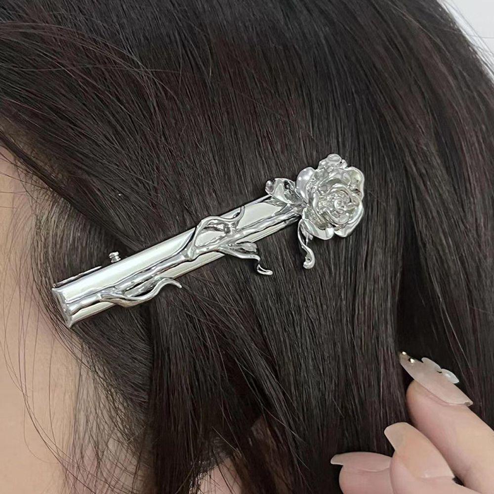 Kẹp Tóc Kim Loại Hình Hoa Hồng Phong Cách Harajuku Thời Trang