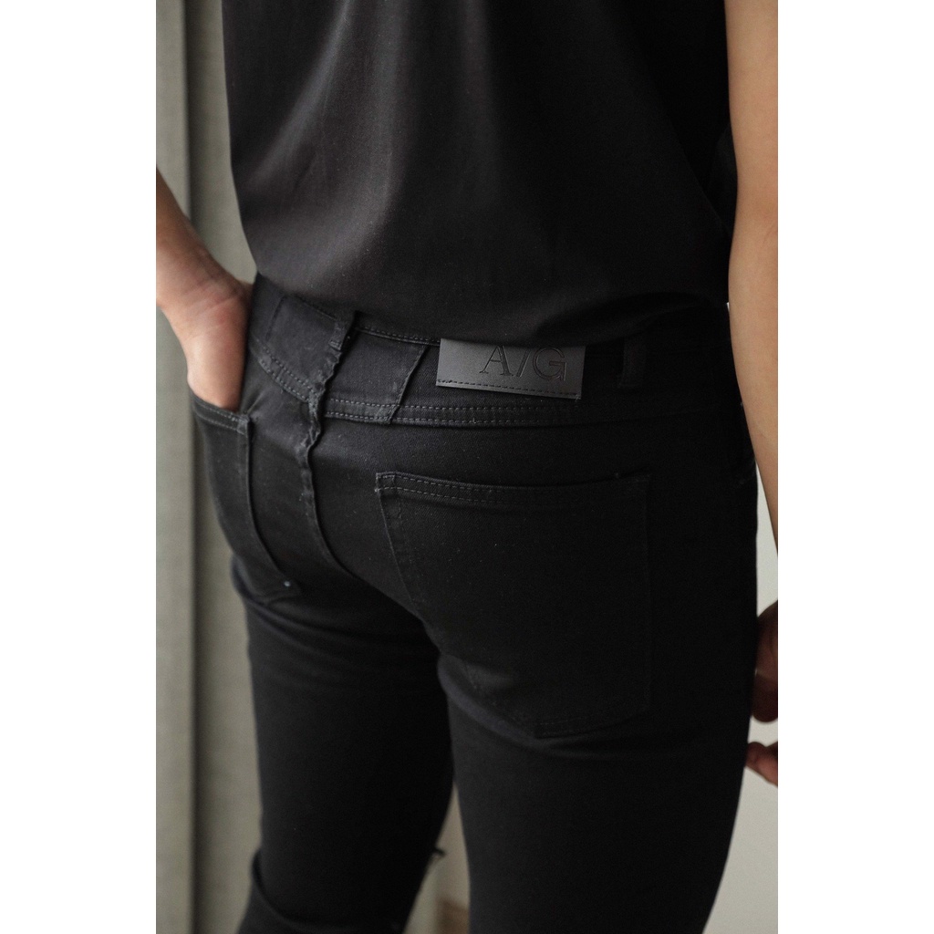 A/G Quần Jean Nam Cao Cấp Đen Rách Gối ZIPPER Phom Skinny Phong Cách Năng Động Trẻ Trung | BigBuy360 - bigbuy360.vn