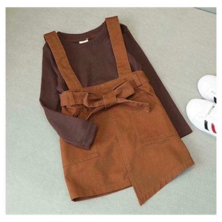 Combo set váy yếm nâu