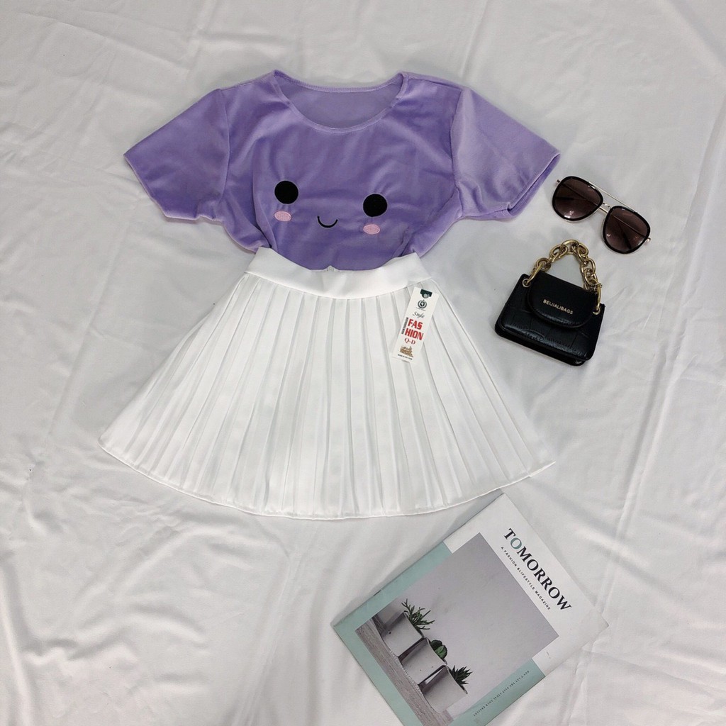 Áo croptop lông mặt gấu xinh xắn ảnh thật