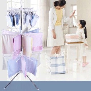 Cây phơi quần áo đa năng cho bé 3 tầng cao cấp,giá phơi đồ 3 tầng,giàn phơi quần áo sơ sinh gấp gọn tiện ích