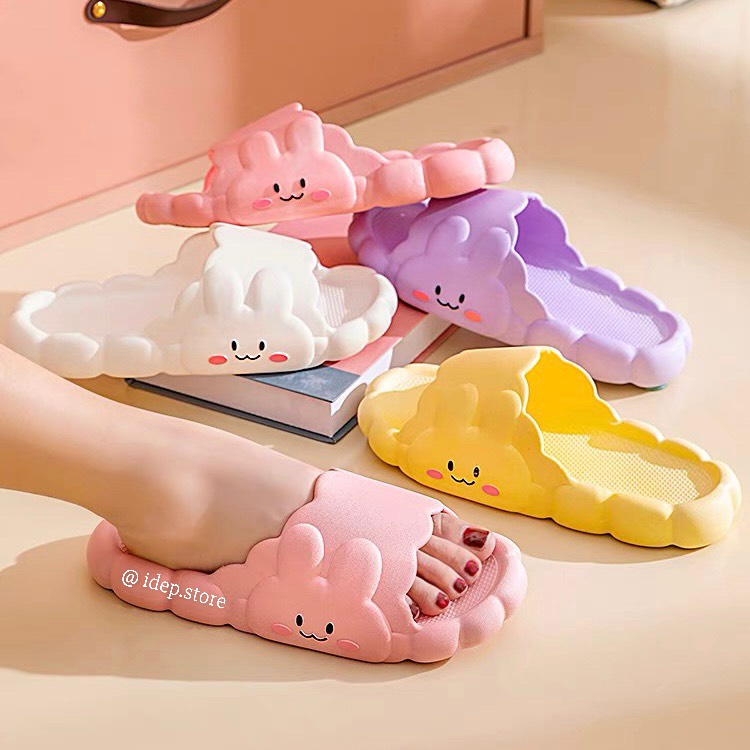Dép bánh mì Thỏ đám mây - Dép nữ quai ngang cao su siêu mềm chống trơn ulzzang Maipy DL239