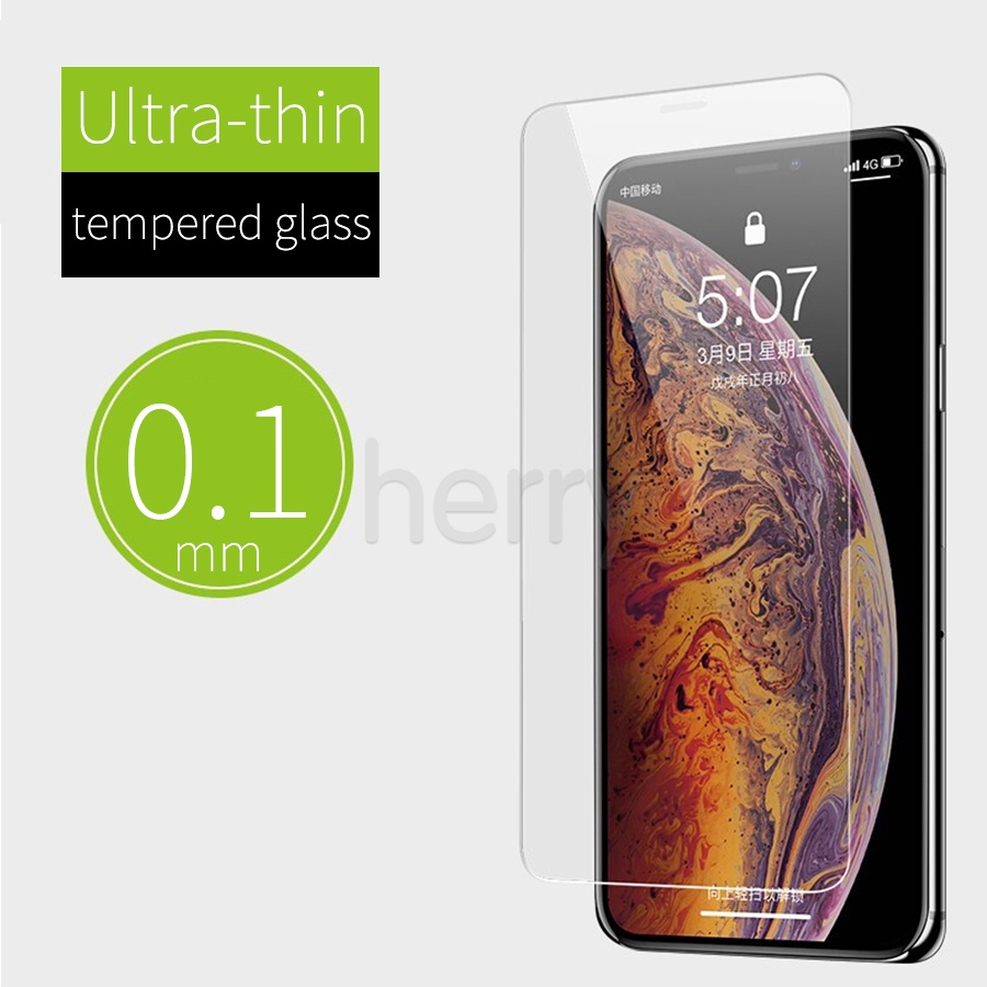 HD 0.1mm Siêu Mỏng Kính Cường lực Bảo Vệ Màn Hình cho Iphone 14 13 12 Mini 11 Pro Max X Xr Xs Max 8 7 6 6s Plus Se 2020 Chống vết dầu Mặt trước Miếng dán màn hình