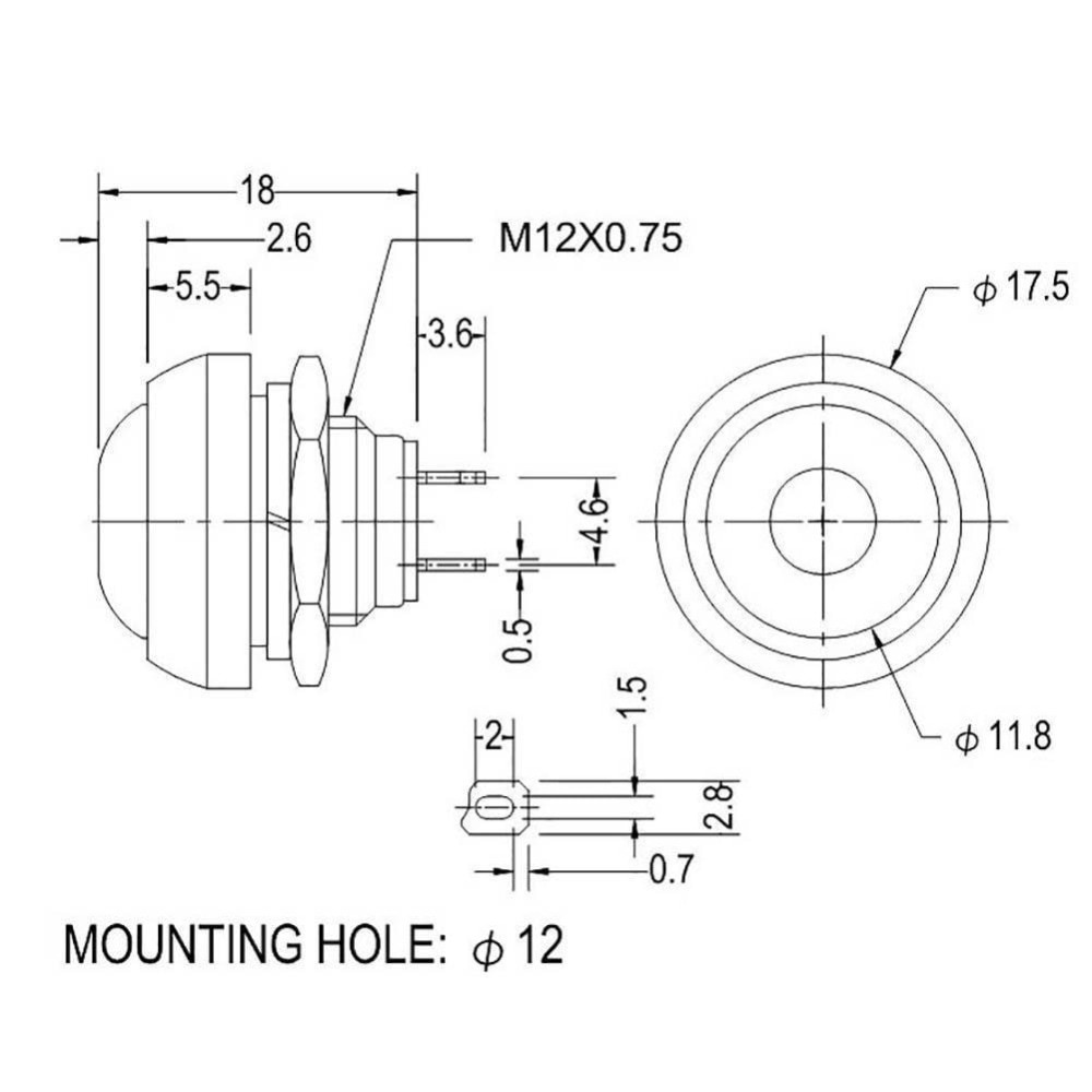 Bộ 7 công tắc nút bấm cỡ 12mm Pbs-33B với nhiều màu sắc bắt mắt