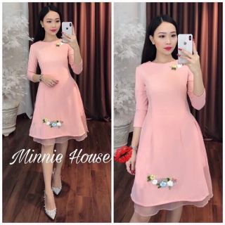 Áo dài voal thêu hoa