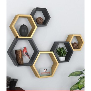 combo 3 kệ treo tường hình tổ ong bằng gỗ thịt ( có kèm ảnh thật)