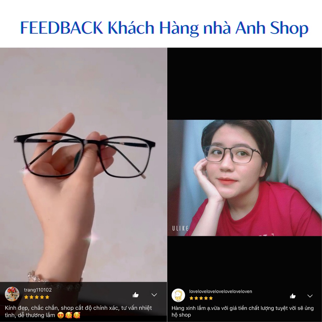 Gọng kính vuông thời trang nam nữ gọng kính kiểu thanh mảnh dễ ôm sát mặt 1215