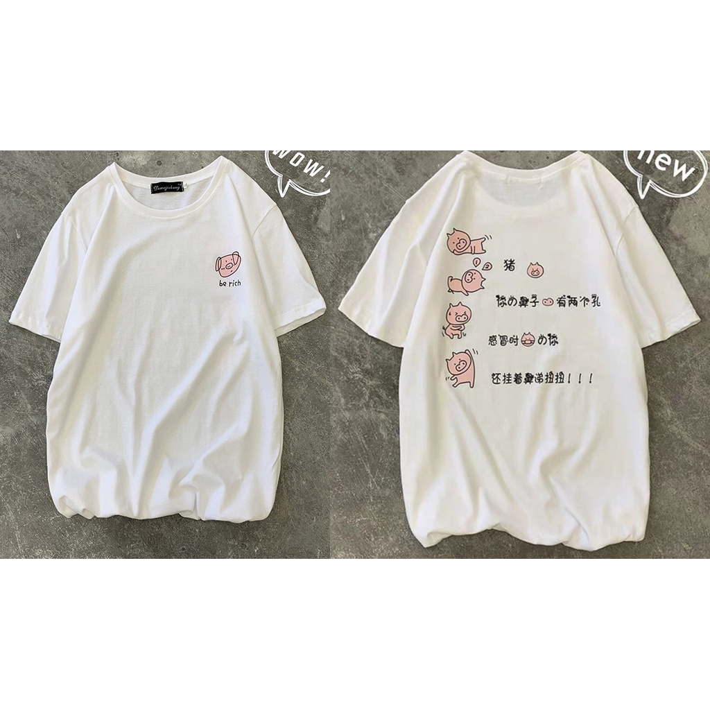 Freesize Áo Thun Tshirt Nữ Nam Unisex Chất Vải Thun Cotton Tay Lỡ Nam Nữ, Con Heo Nhỏ