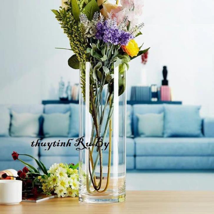 Bình Bông Lọ Hoa Thủy Tinh D8XH30Cm - Bình Hoa Trụ Tròn