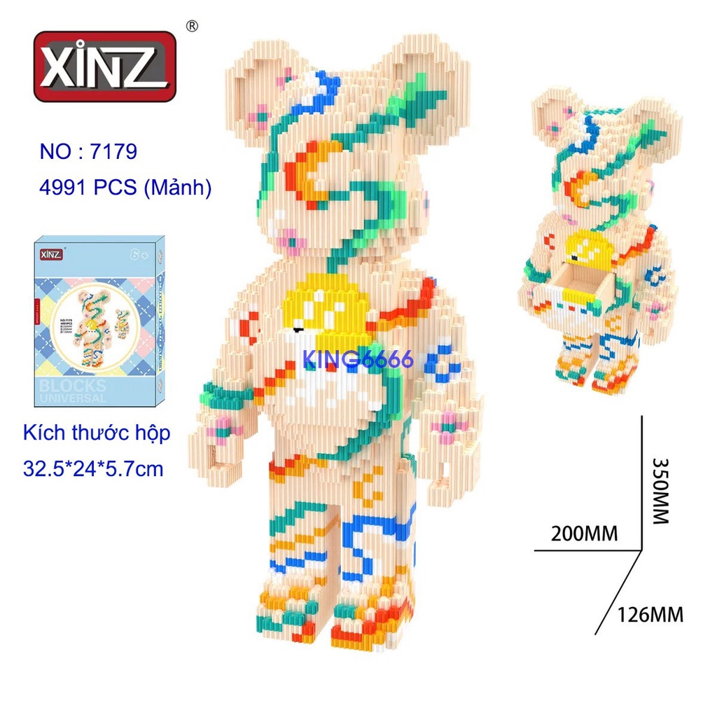 Lesgo Gấu Bearbrick 35cm Đồ chơi lắp ráp mô hình cỡ lớn 36cm Hàng Đẹp bear bricK