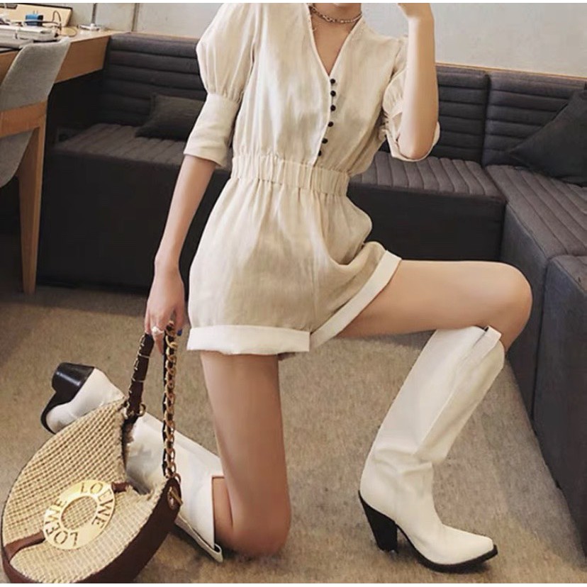 Giày Boots thời Trang cá Tính , boot da ngang đầu gối cowboy A17