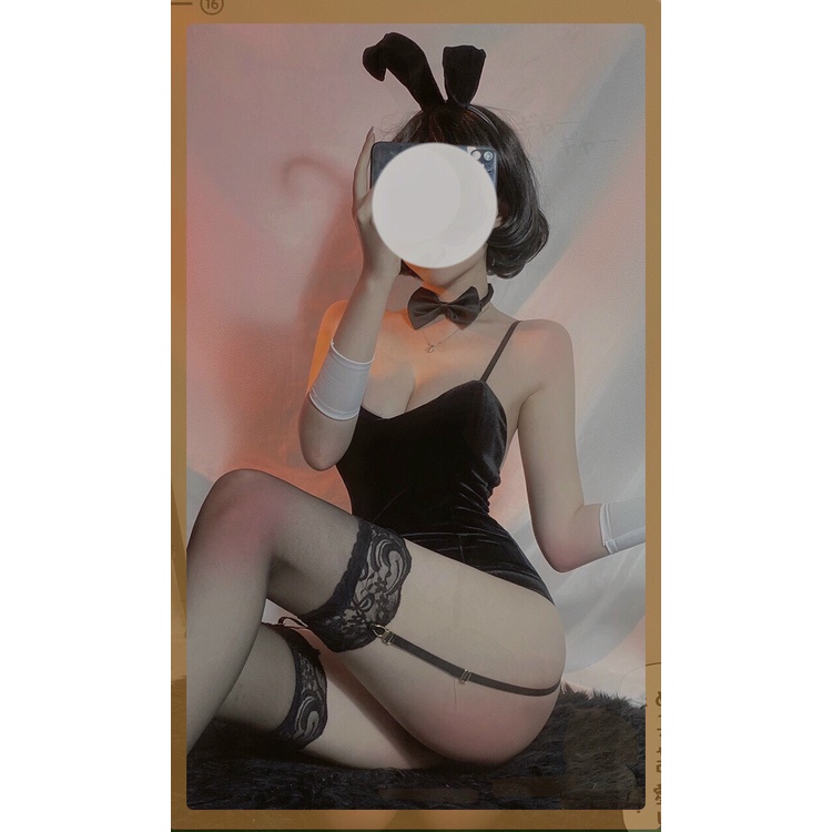 (Che tên sp) Bộ cosplay nhung tai thỏ liền thân siêu đẹp MS2511