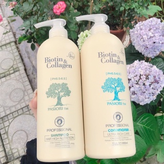 Cặp Dầu Gội Xả Biotin Collagen Trắng | Giảm Rụng Tóc,Phục Hồi Tóc Khô Xơ, Hư Tổn, Hàng Chính Hãng 1000ml