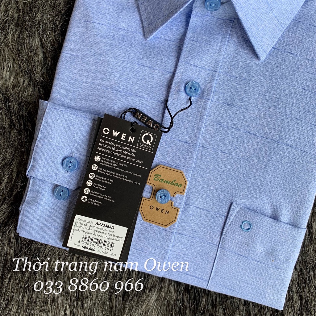 [SIZE 43] OWEN - Áo sơ mi dài tay Owen regular fit chất sợi tre màu xanh 23383 | BigBuy360 - bigbuy360.vn