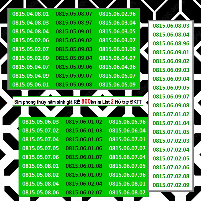 Sim Số Đẹp Giá Rẻ Phong Thủy Năm Sinh 800k List 2 Hỗ trợ Đăng ký chính chủ