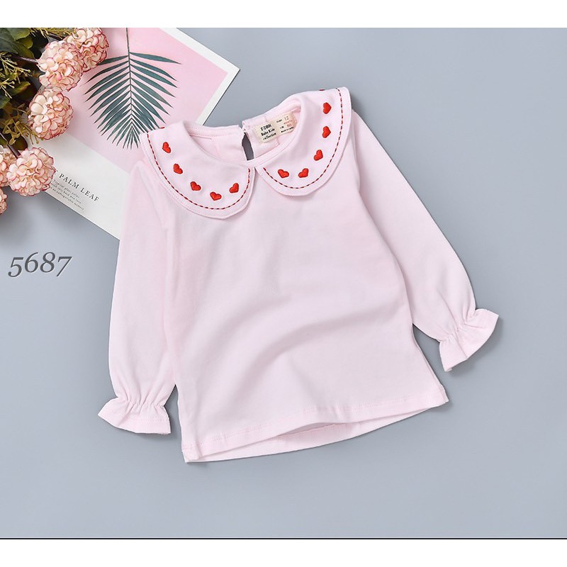 áo dài tay bé gái cổ bèo chất cotton nỉ  Ảnh thật Rio chụp, hàng có sẵn kèm video