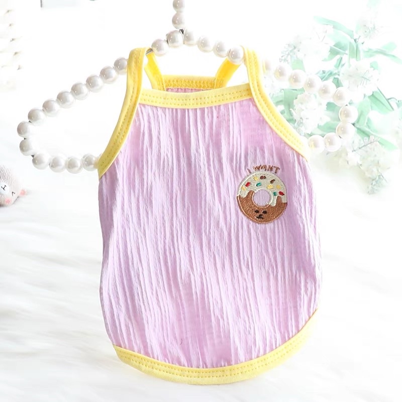 áo 2 dây in hình bánh donut cho chó mèo