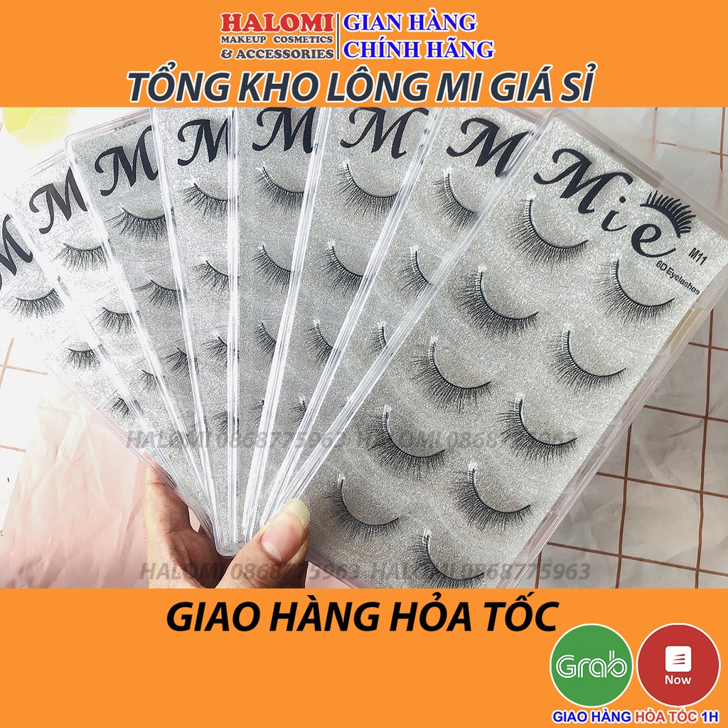 Mi giả tự nhiên 6D Mie 5 cặp cao cấp chính hãng HALOMI chuyên dùng cho makeup