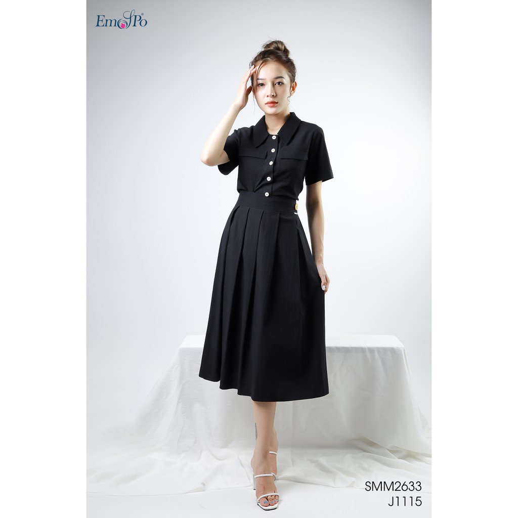 Chân váy xòe xếp ly bung Emspo Milestone, đính cúc ở cạp J1115