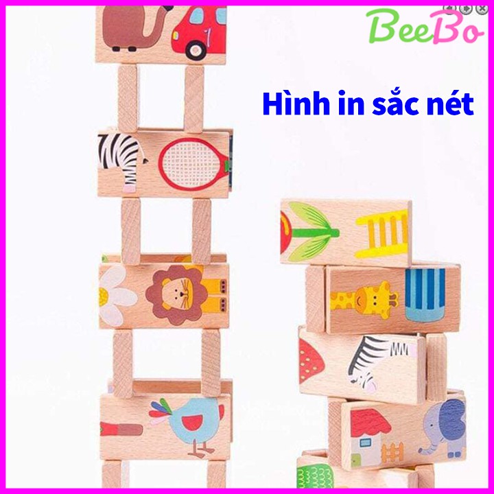 Bộ đồ chơi ghép hình, rút gỗ, nối hình domino bằng gỗ, bộ xếp gỗ thông minh, gỗ tự nhiên, chất liệu sơn an toàn cho bé