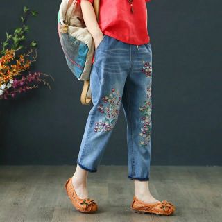 Quần bò ngố, thêu hoa nhỏ, big size q59795