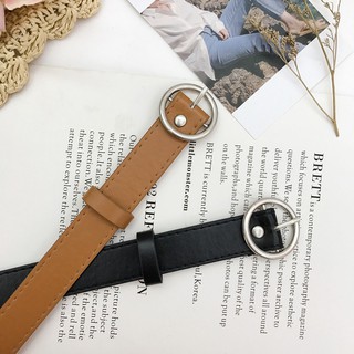 Thắt lưng màu trơn khóa tròn phong cách thanh lịch cho nữ