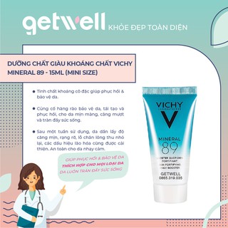 [Mini] Dưỡng Chất (Serum) Khoáng núi lửa cô đặc Vichy Mineral 89 Giúp Da Sáng Mịn Và Căng Mượt 15ml