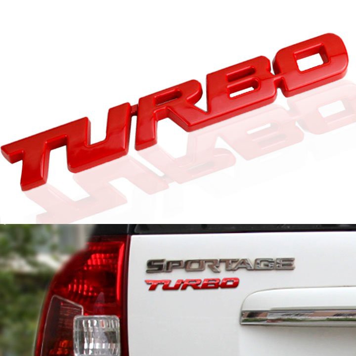 Chữ TURBO dán trên ô tô (Màu Đỏ dài 13cm)