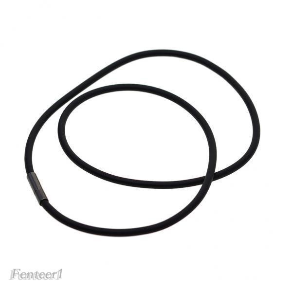 [Fenteer1] Vòng Cổ Cao Su Đen 2x3mm Có Khóa Cài Đồng 50cm