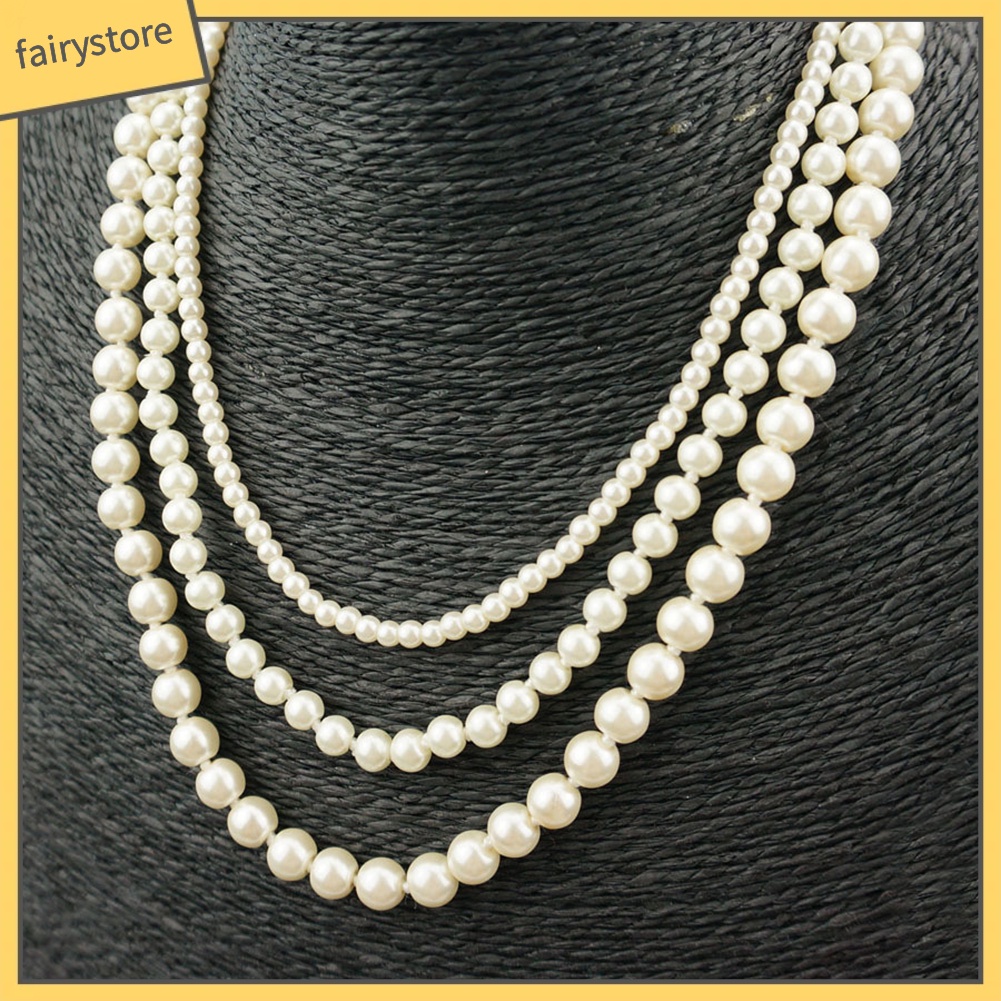 Dây chuyền nhiều lớp đính hạt ngọc trai nhân tạo kiểu dáng thời trang dành cho nữ