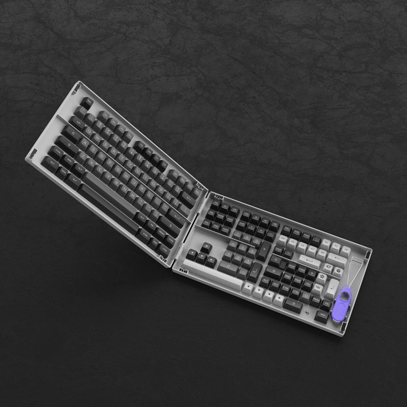 Set keycap AKKO Black &amp; Silver (PBT Double-Shot/ASA profile/197 nút) - Hàng chính hãng