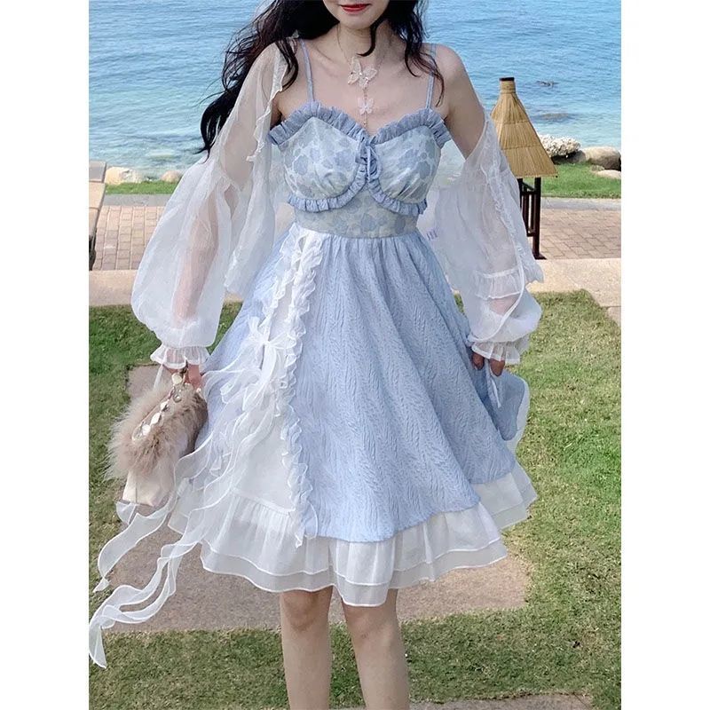 Đầm Hai Dây Thắt Nơ Phong Cách Pháp Thời Trang Mùa Hè Mới Dành Cho Nữ 2022