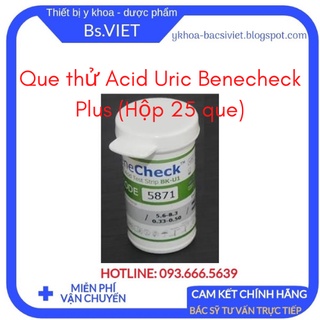 Que thử Acid Uric Benecheck Plus (Hộp 25 que)
