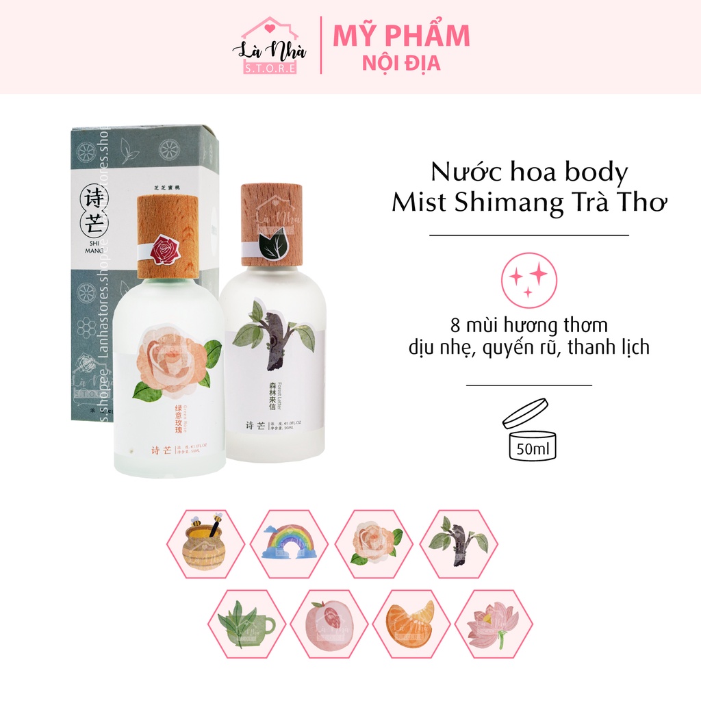 Nước Hoa Body Mist Shimang Trà Thơ Mẫu Mới Nắp Gỗ Thân Thủy Tinh Vỏ Mờ Sang Trọng Xịt Thơm Body Mist | Thế Giới Skin Care