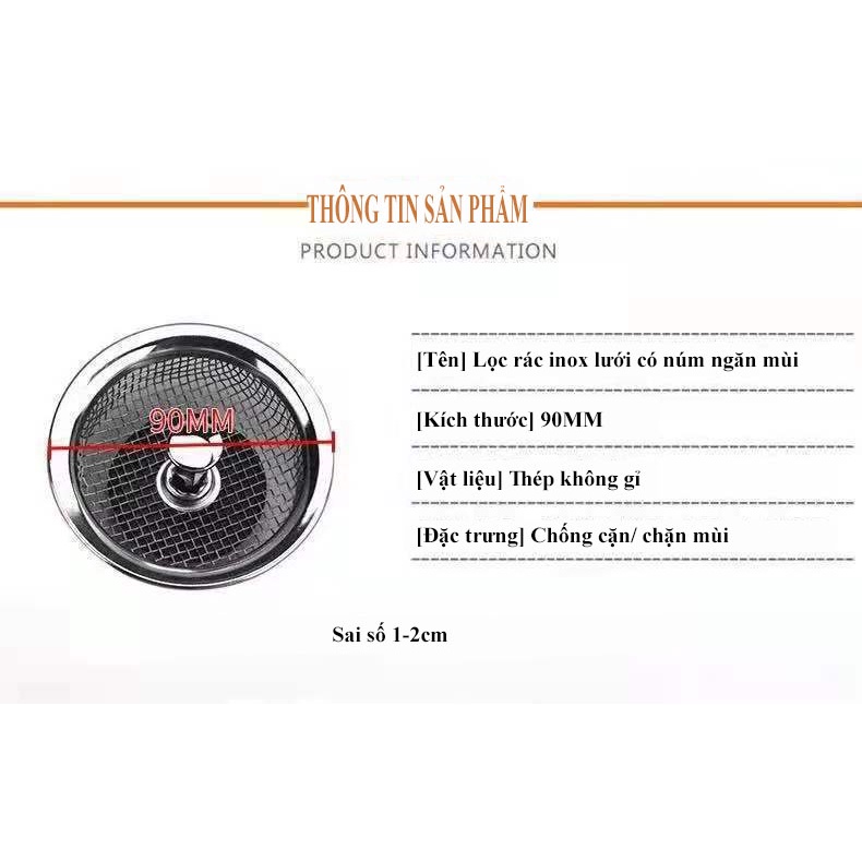 Giỏ Lọc Rác Inox Cao Cấp Đậy Bồn Rửa Chén Bát Thoát Nước Nhanh, Rọ Lọc Rác Bồn Rửa Chén Bát, Có Núm Chặn - LOKING