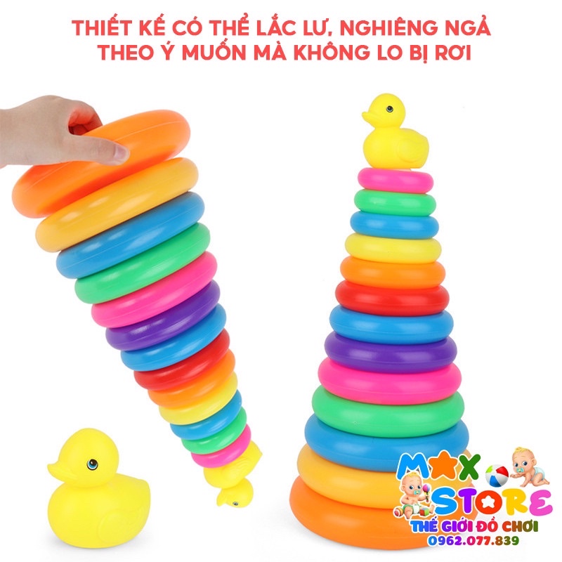 Đồ Chơi Tháp Vịt Xếp 9 Tầng 13 Tầng Size Lớn Nhiều Màu Sắc Bằng Nhựa