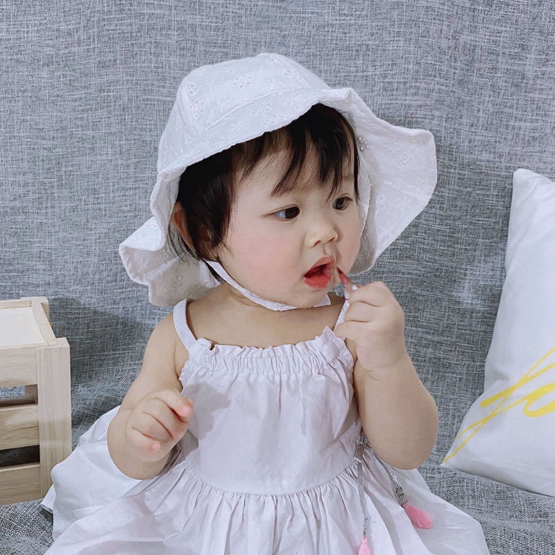 Nón Tai Bèo Bằng Cotton Thoáng Khí Thêu Họa Tiết Dễ Thương Thời Trang Mùa Hè Cho Bé Gái