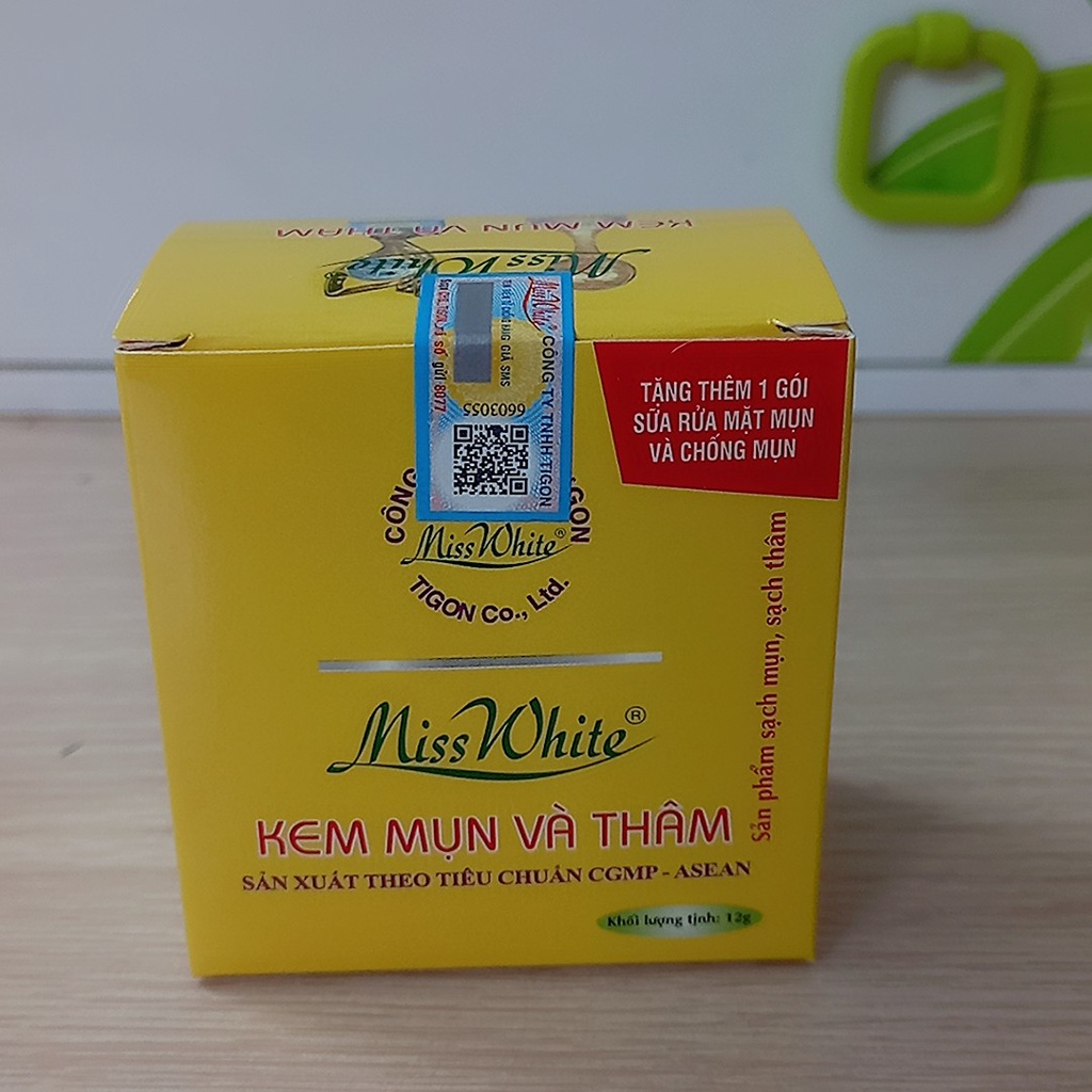 COMBO 2 SỬA RỬA MẶT MỤN Miss White 100g, KEM MỤN VÀ THÂM 12G