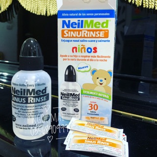 Set Bình rửa mũi và 30 gói muối sinh lý NeilMed Mỹ