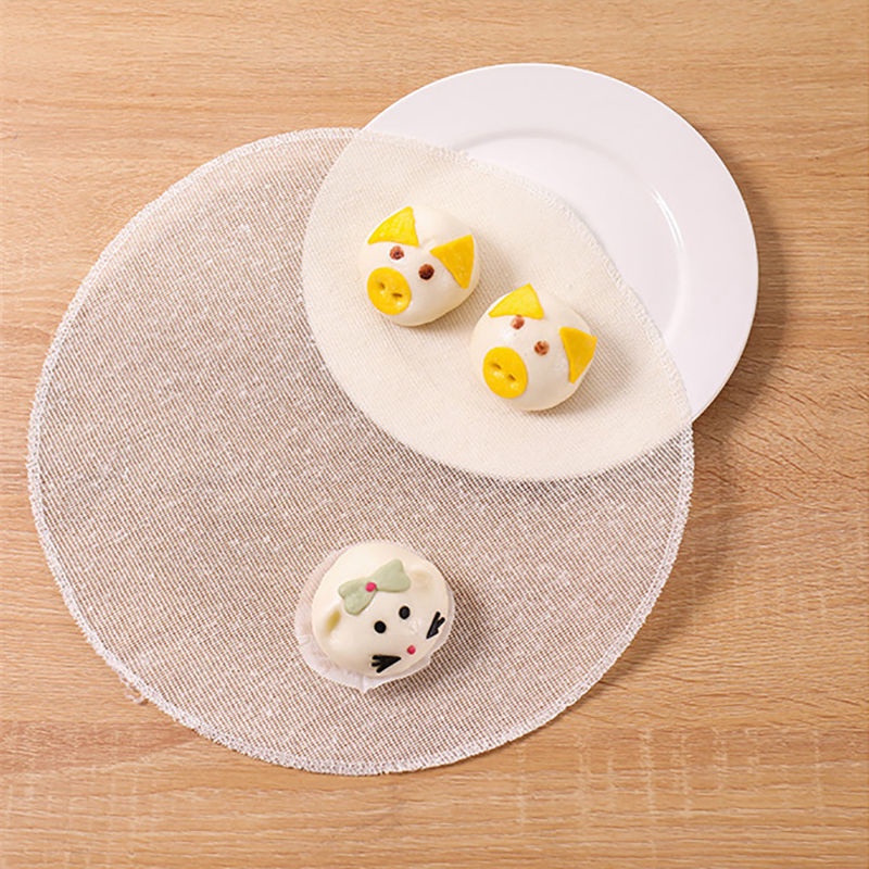 [5 pcs Kitchen Anti-stick Bun Steamer Cloth Non-stick Gauze] [Round Dumpling Bun Steamer Paper, Steamer Mat Paper] [Baking Pastry Net Mat] [Cooking Accessories]