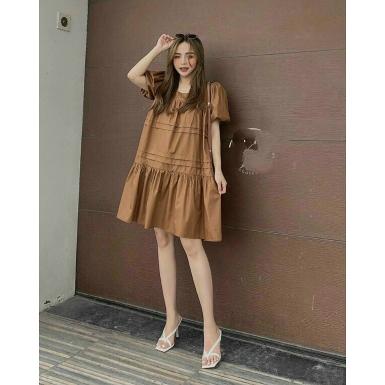 Đầm Babydoll Kèm Nơ Tay Ngắn Thời Trang Nữ Rose Fashion