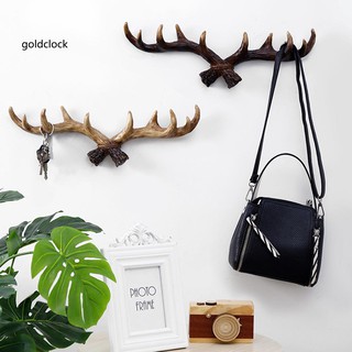 Gold®Vintage Antlers Wall Hanging Hooks Bag Clothes Sundries Hanger Rack
