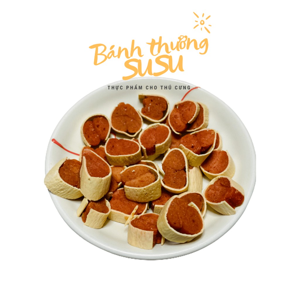 BÁNH THƯỞNG CHO CHÓ KHOANH CÁ HỒI 100GR - ĐỒ ĂN CHO CHÓ
