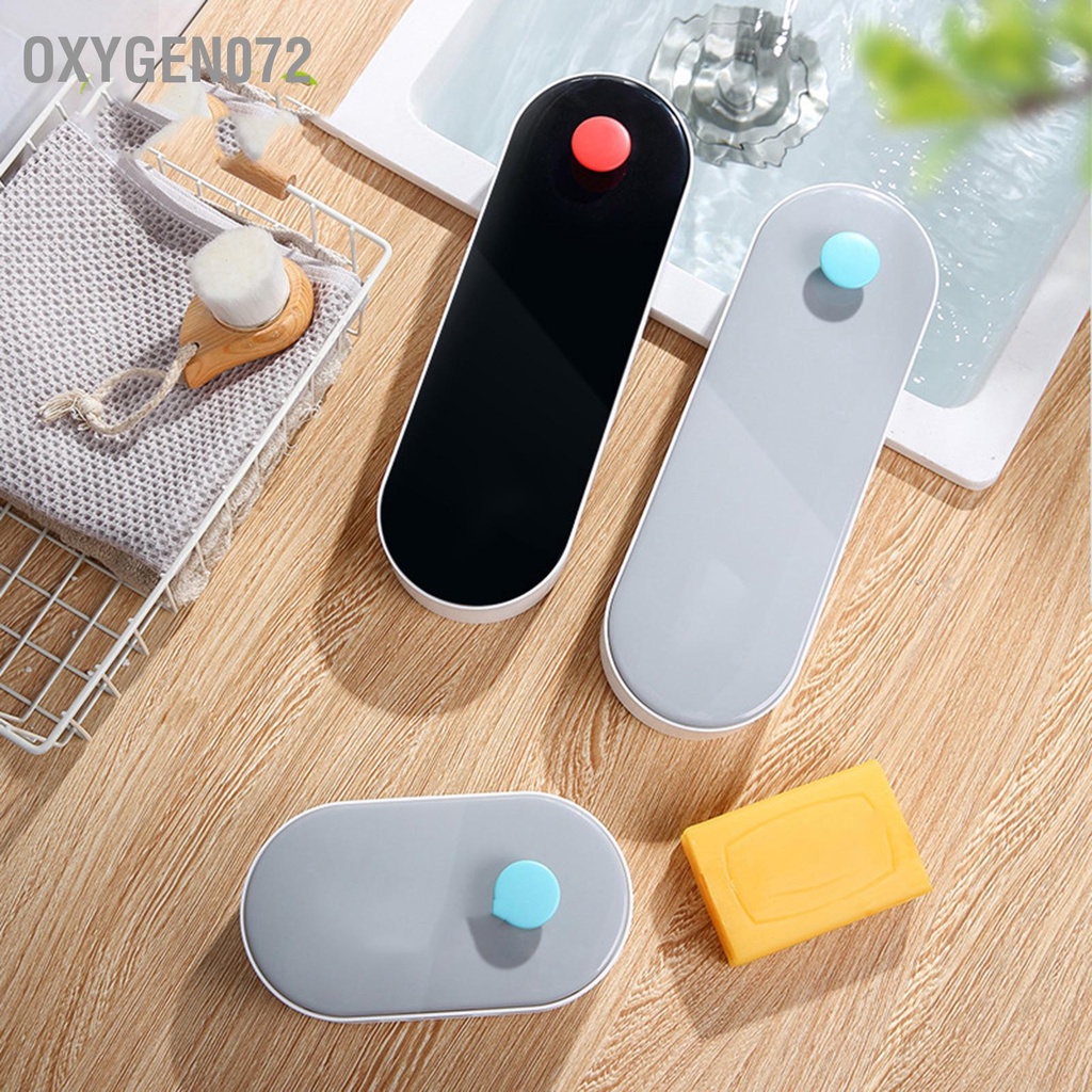 Oxygen072 Hộp đựng xà phòng gắn tường thoát nước Không đục lỗ Giá đỡ tắm đa năng có nắp đậy chống bụi