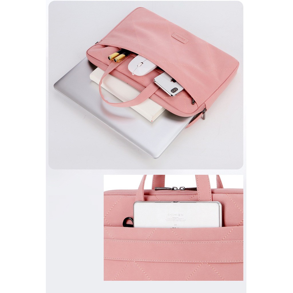 Túi chống sốc da laptop, macbook kèm quai đeo(tặng gấu xinh) | BigBuy360 - bigbuy360.vn